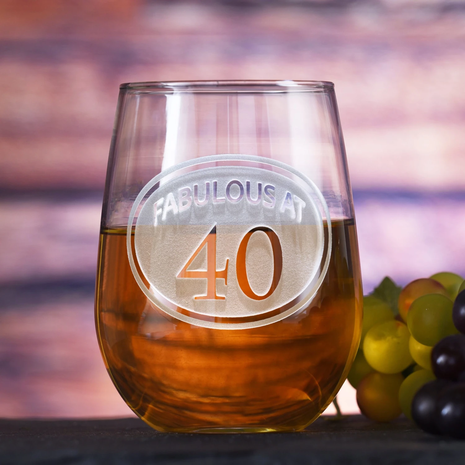 Engraved 40th Birthday Stemless Wine Glass 1 Engraved 40th Birthday Stemless Wine Glass