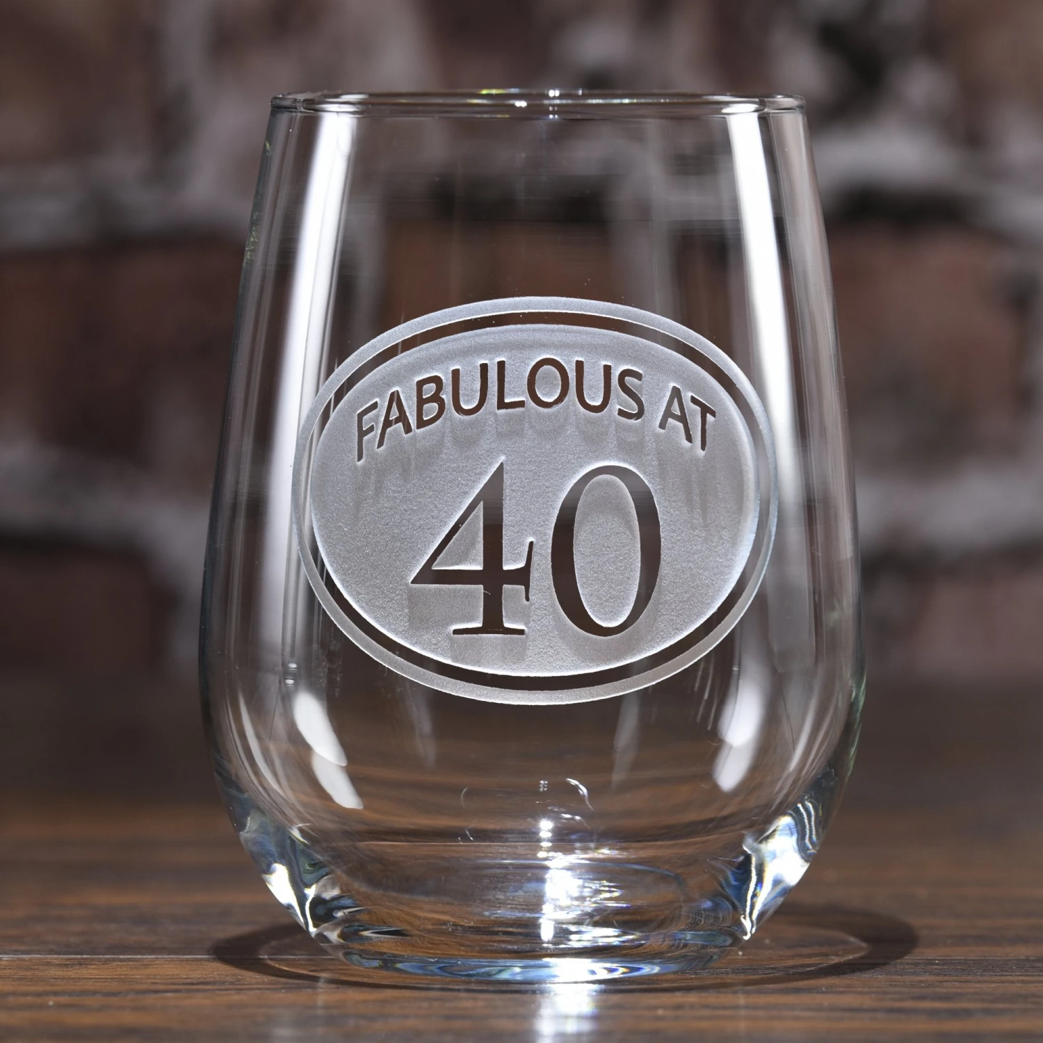 Engraved 40th Birthday Stemless Wine Glass 2 Engraved 40th Birthday Stemless Wine Glass - Image 2