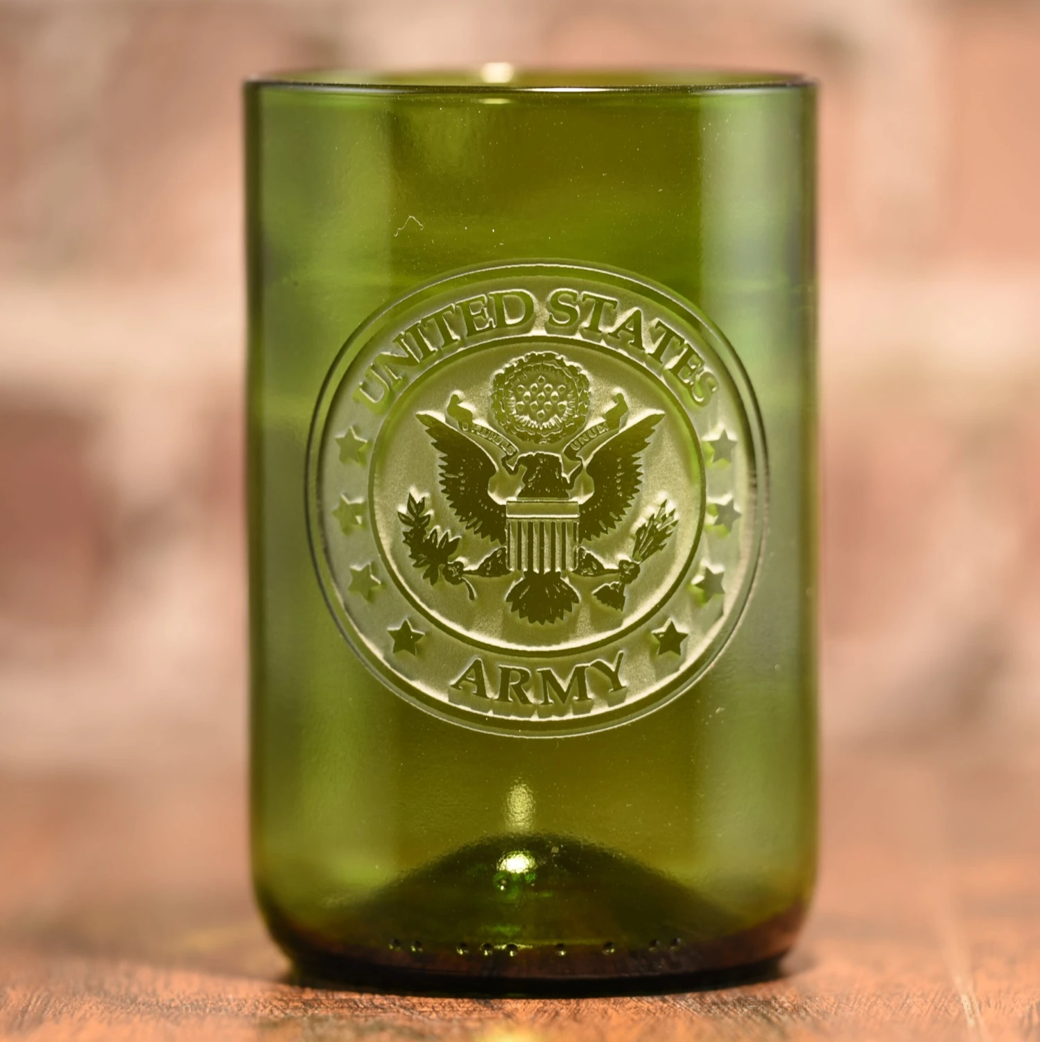 Army Soldier Gift, Engraved Green Wine Bottle Glass 2 Army Soldier Gift, Engraved Green Wine Bottle Glass - Image 2