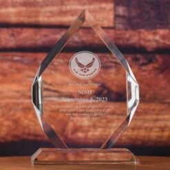 Military Optic Crystal Diamond Recognition Award, Army, Navy, Air Force, Marines -crystal imagery shop AirForce DiamondAward