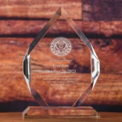Military Optic Crystal Diamond Recognition Award, Army, Navy, Air Force, Marines -crystal imagery shop Army DiamondAward