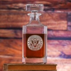 Army Engraved Square Whiskey Decanter