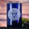Army Soldier Gift, Engraved Blue Wine Bottle Glass