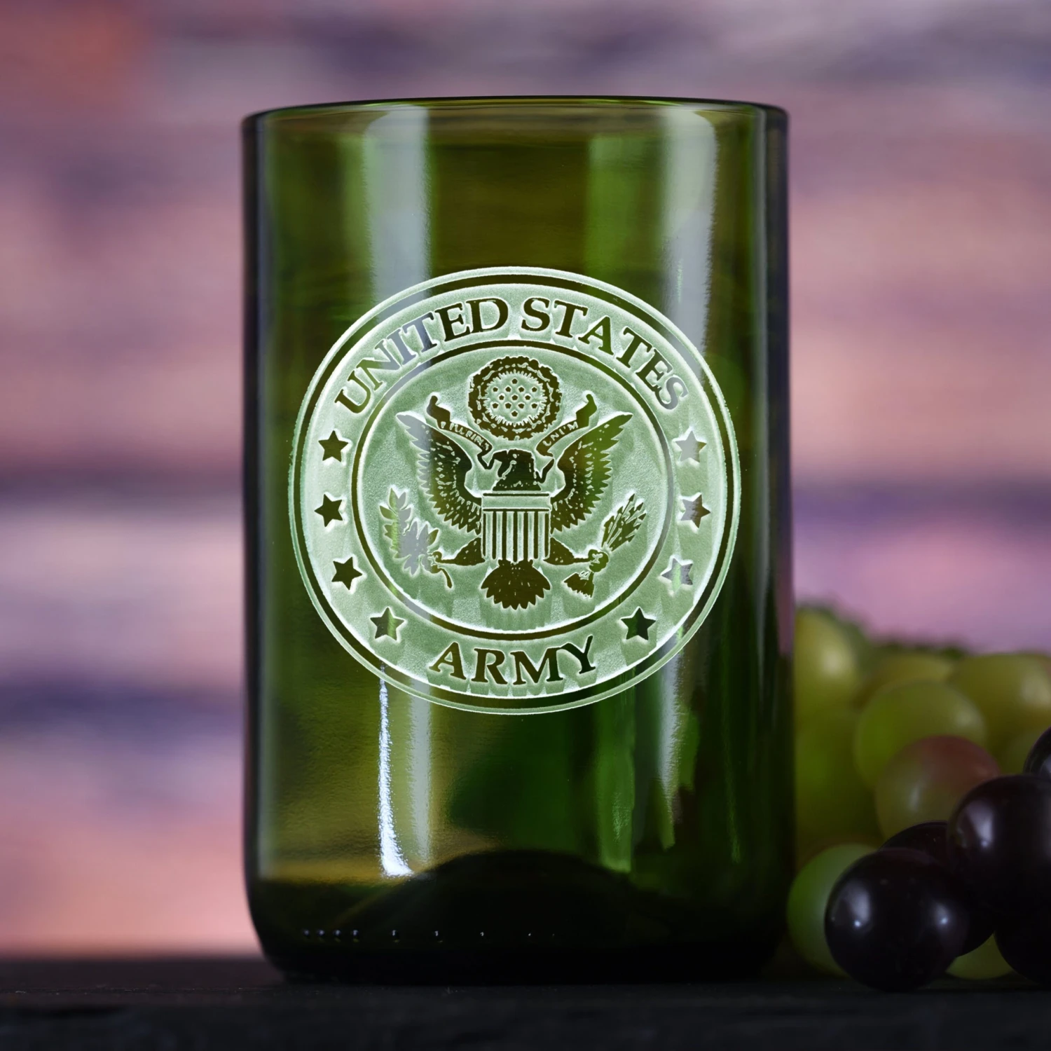 Army Soldier Gift, Engraved Green Wine Bottle Glass 1 Army Soldier Gift, Engraved Green Wine Bottle Glass