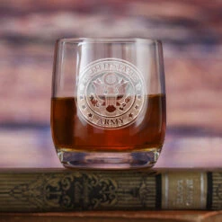 Army Weinland Whiskey Engraved Crystal Glass