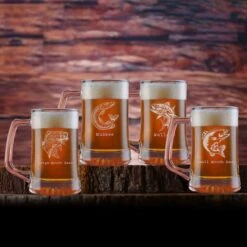 Bass Fishing Beer Mugs Gift Set For Fisherman
