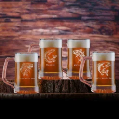 Bass Fishing Beer Mugs Gift Set For Fisherman