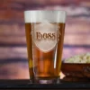 Boss Engraved Pub Pint Beer Glasses, Boss Gifts