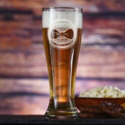 Groomsman Bowtie Pilsner Glass