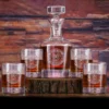 Company Logo Crystal Whiskey Decanter And Glasses Gift Set Of 5
