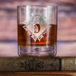 Engraved Monogram Whiskey Scotch Bar Glasses