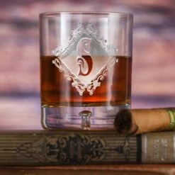 Engraved Monogram Whiskey Scotch Glasses