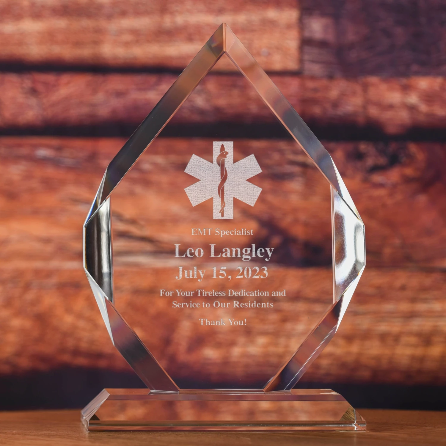 EMT Or First Responder Optic Crystal Diamond Recognition Award 1 EMT Or First Responder Optic Crystal Diamond Recognition Award