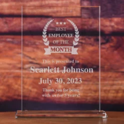 Employee Of The Month Glass Desktop Recognition Award