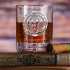 Engraved Deer Skull Whiskey Scotch Glasses