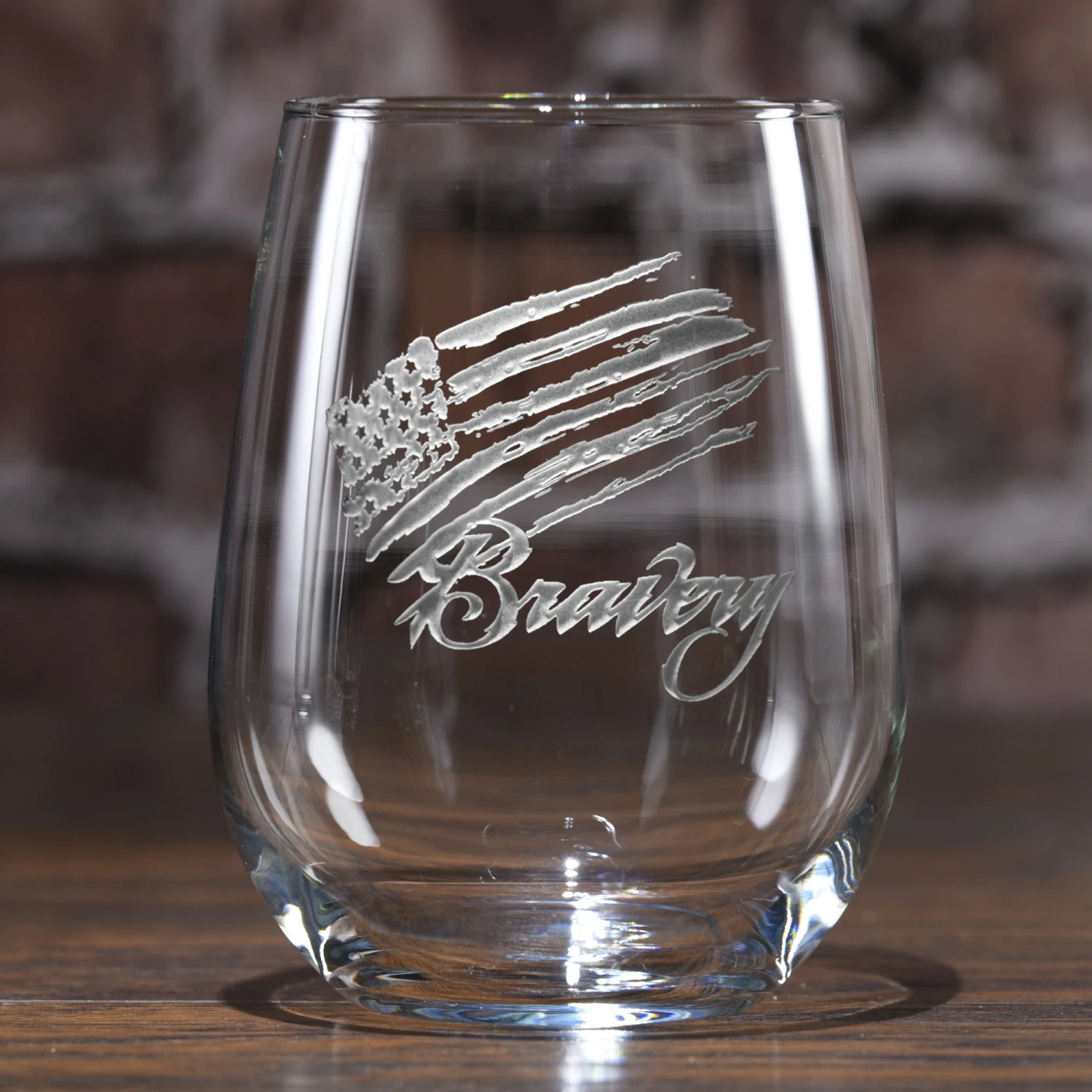 Bravery Flag Stars And Stripes Stemless Wine Glass 2 Bravery Flag Stars And Stripes Stemless Wine Glass - Image 2