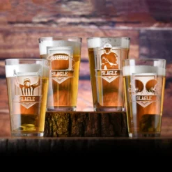 Football Game Fan Gift Super Bowl Pint Pub Glass Set