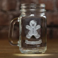Personalized Gingerbread Man Or Woman Mason Jar Mug -crystal imagery shop GingerFemaleMason scaled