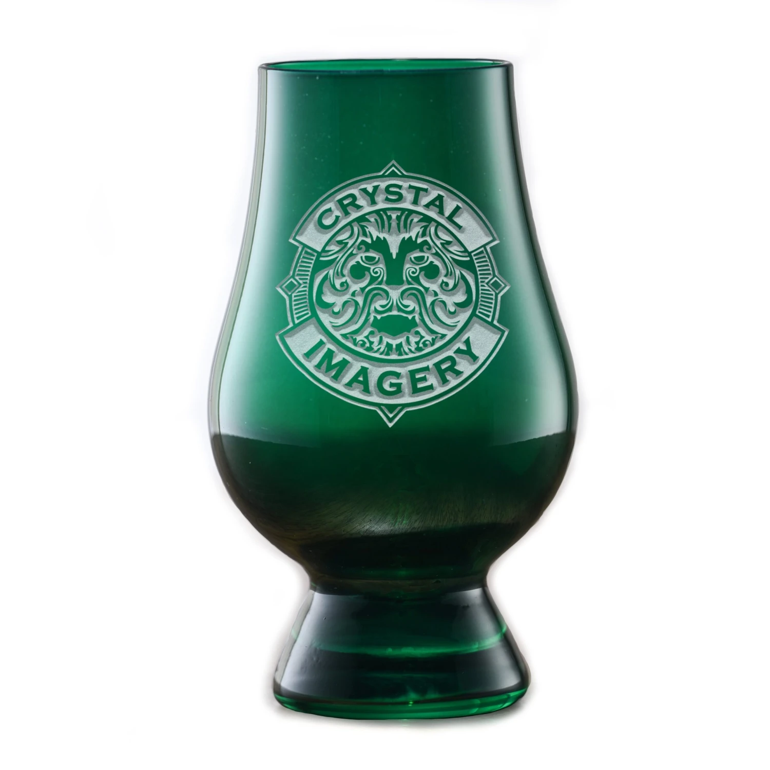 Custom Logo Engraved Green Glencairn Glass 2 Custom Logo Engraved Green Glencairn Glass - Image 2