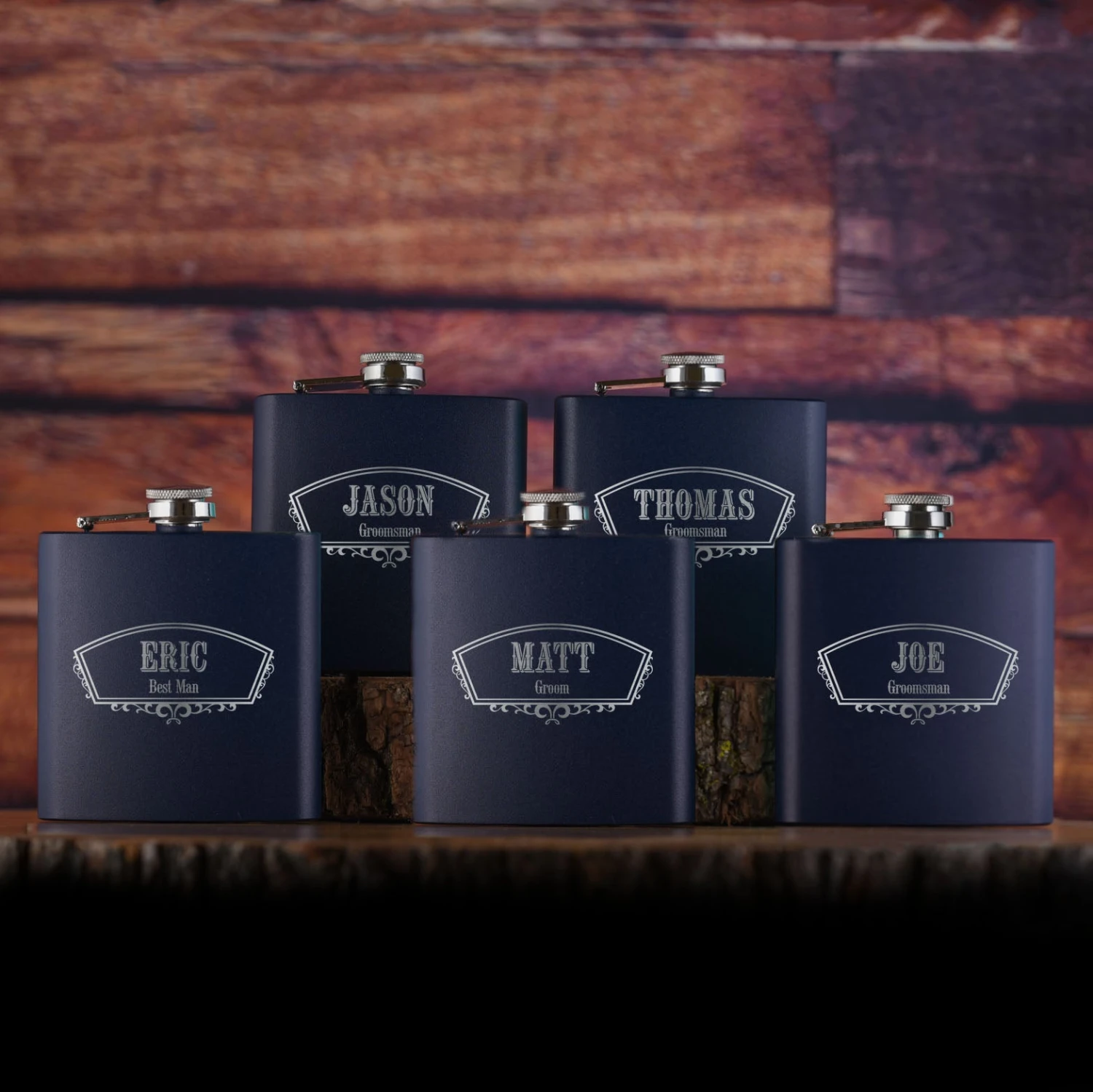 Groomsman Custom Pocket Flask Gifts - Set Of 5 1 Groomsman Custom Pocket Flask Gifts - Set Of 5