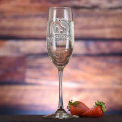Engraved Italian Champagne Glass Flute