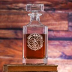 Logo Engraved Square Whiskey Decanter