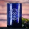 Laser Etched Logo Cobalt Recycled Wine Bottle Glass