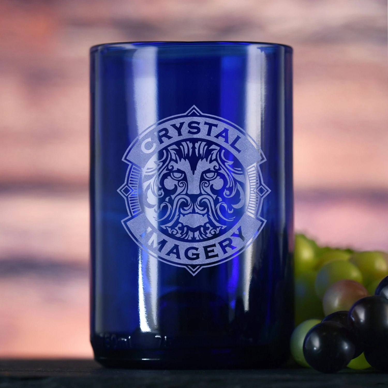 Laser Etched Logo Cobalt Recycled Wine Bottle Glass 1 Laser Etched Logo Cobalt Recycled Wine Bottle Glass