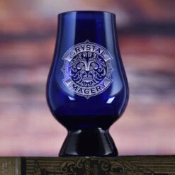 Custom Logo Engraved Blue Glencairn Glass