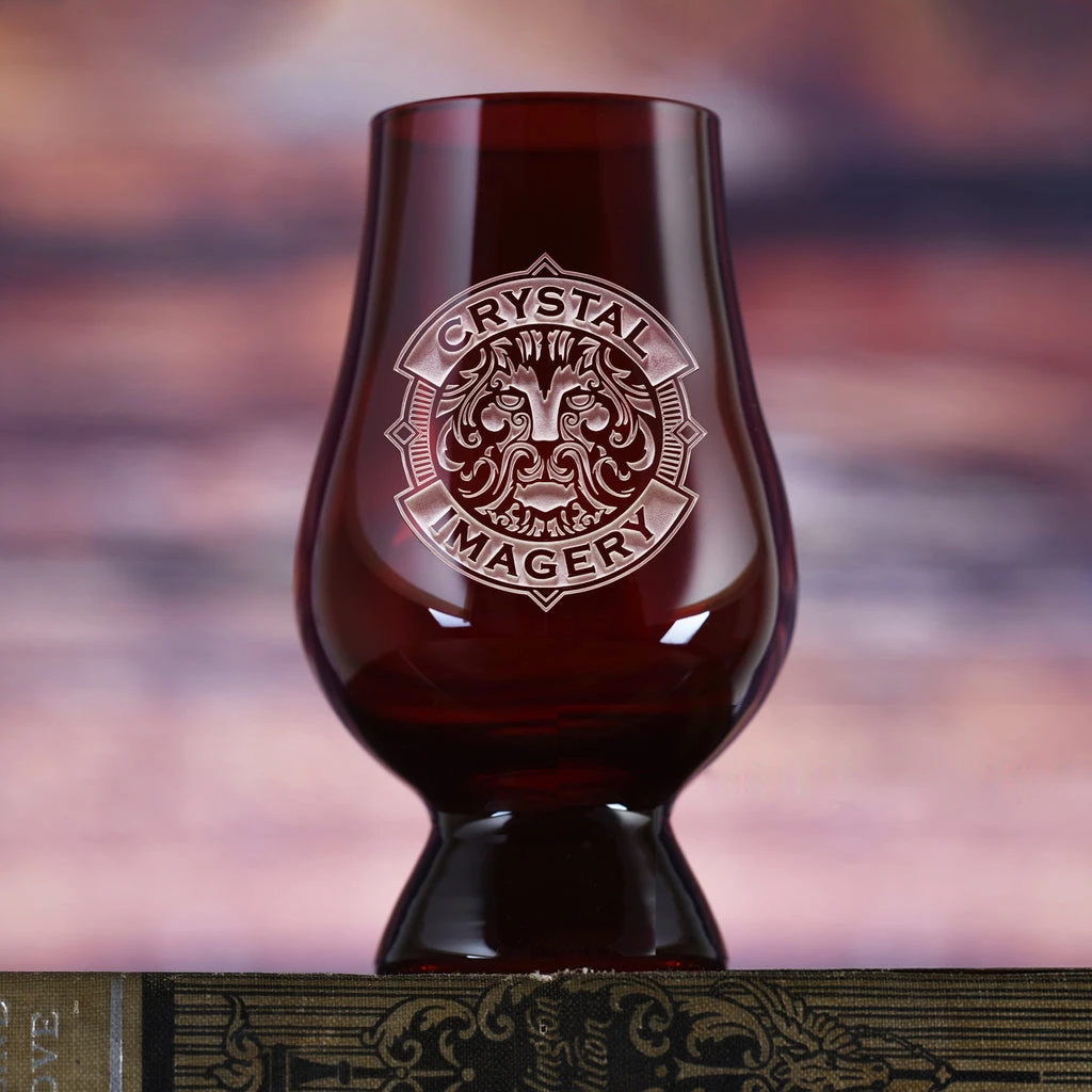 Custom Logo Engraved Red Glencairn Glass 1 Custom Logo Engraved Red Glencairn Glass