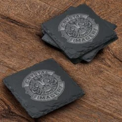 Logo Slate Coasters, Engraved SET Of 4