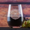 Deep Engraved Your Logo Crystal Stemless Wine Glass By Crystal Imagery