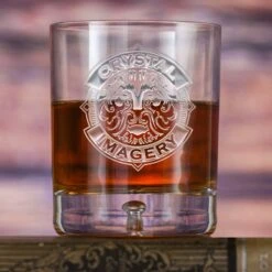 Logo Crystal Engraved Whiskey Rocks Glasses