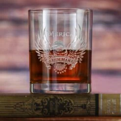 Patriotic USA 'Merica Bald Eagle Whiskey Glass