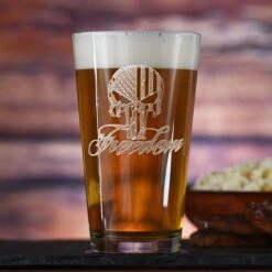 Freedom Skull Stars And Stripes Pint Pub Beer Glass