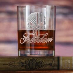 Freedom Skull Stars And Stripes Whiskey Glass
