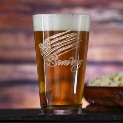 Bravery Flag Stars And Stripes Pint Pub Beer Glass