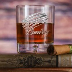 Bravery Flag Stars And Stripes Crystal DOF Rocks Glass