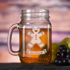 Personalized Gingerbread Man Or Woman Mason Jar Mug