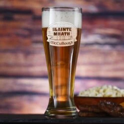Scottish Slainte Mhath Engraved Pilsner Beer Glass Gift