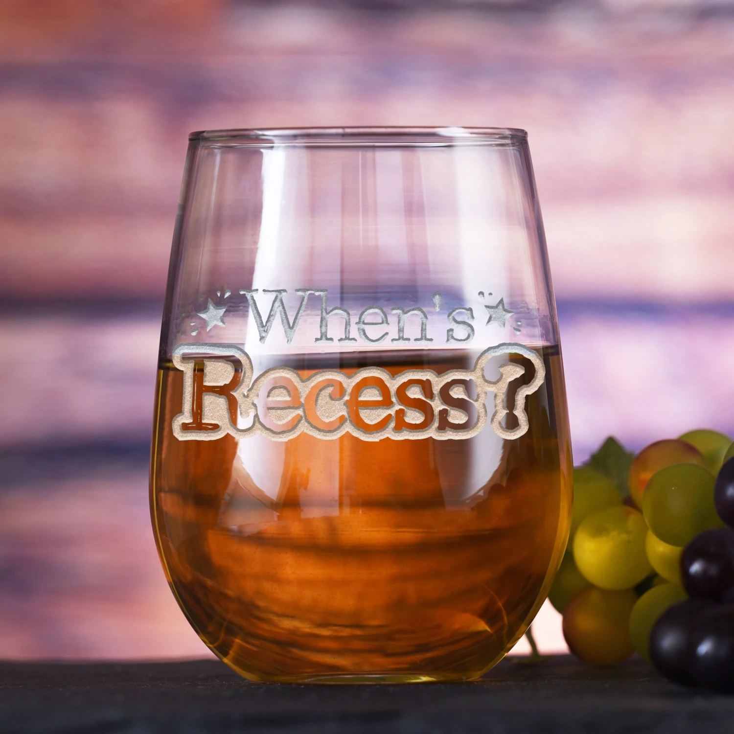 When's Recess? For Homeschooling Parents, Funny Stemless Wine Glass 1 When's Recess? For Homeschooling Parents, Funny Stemless Wine Glass