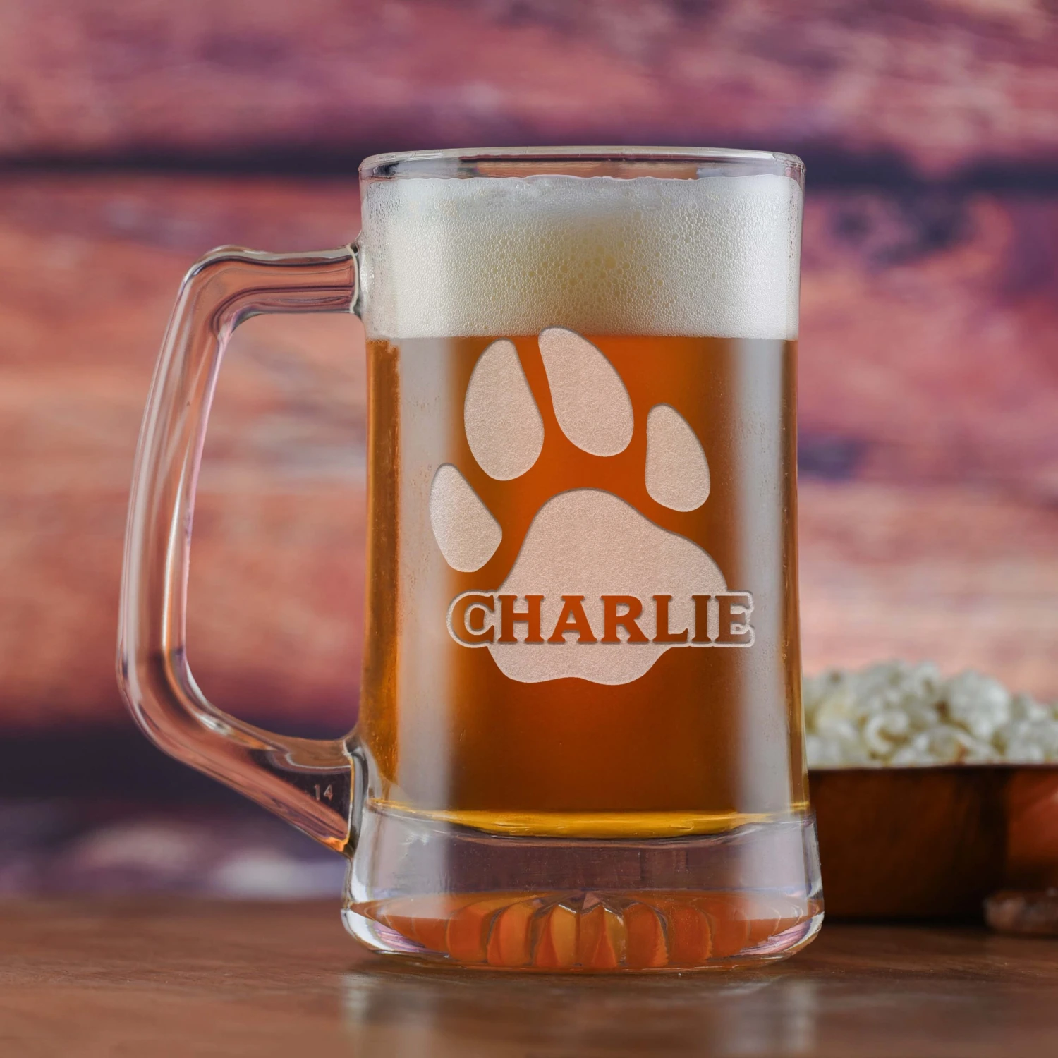 Dog's Name And Paw Print On Beer Mug, Dog Lover Gifts 1 Dog's Name And Paw Print On Beer Mug, Dog Lover Gifts