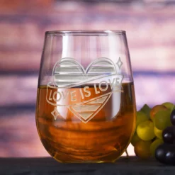 Love Is Love LGBTQ Pride Engraved Stemless Wine