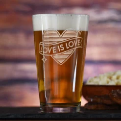 LGBTQ Pride Gifts, Etched Pub Pint Beer Glasses