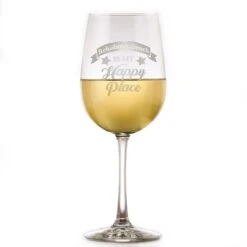 Happy Place Wine Glass Gift For Him Or Her -crystal imagery shop M150 Star whitewine
