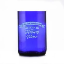 Happy Place Blue Recycled Glass Gift -crystal imagery shop M150 Tree blue