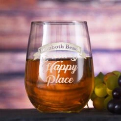 Happy Place Stemless Wine Glass Gift