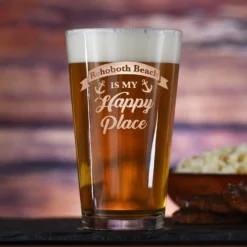 Happy Place Pint Beer Glass Custom Gift