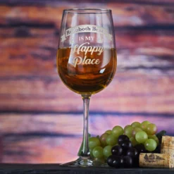 Happy Place Wine Glass Gift For Him Or Her