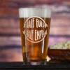 Glass Half Full Half Empty Pint Beer Glass Gift